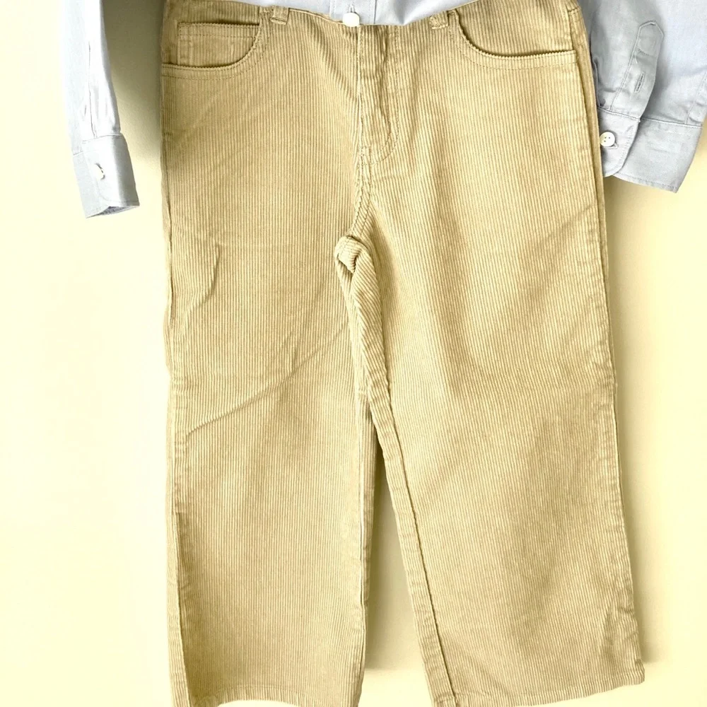 Janie and Jack Blue Shirt & Tan Corduroy Pants 5